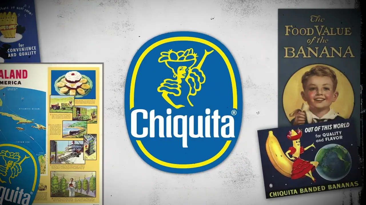 Video still: collage of vintage Chiquita banana advertisements